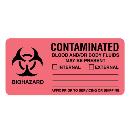 Nevs Label, Biohazard Contaminated Blood Label 1-1/2" x 3" LW-0021